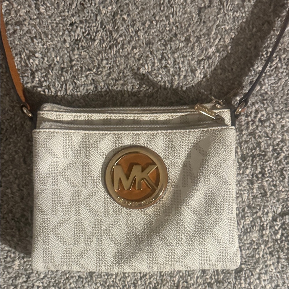 Michael Kors Cream Crossbody Bag with Gold Logo